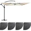 Image de Parasol déporté 3x3m et 4 dalles à lestées blanc