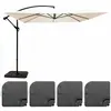 Image de Parasol déporté 3x3m et 4 dalles à remplir acier blanc