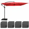 Image de Parasol déporté 3x3m et 4 dalles à remplir acier rouge