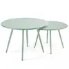 Image de Lot de 2 tables basses ronde en acier vert sauge 50 cm