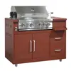 Image de Meuble barbecue gaz 4 brûleurs et rôtissoire cuisine extérieure brique