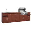 Image de Cuisine extérieure acier 3 éléments avec barbecue brique