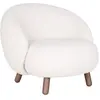 Image de Fauteuil bas imitation laine blanche et pieds bois
