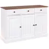 Image de Buffet 3 portes 3 tiroirs bois massif vernis sepia et blanc