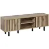 Image de Meuble tv 2 portes 2 niches aspect bois canyon oak effet tasseaux