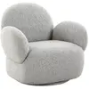 Image de Fauteuil en tissu bouclé texturé gris clair pivotant