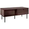 Image de Table basse 2 tiroirs effet tasseaux teinté chêne foncé