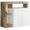Image de Buffet 2 portes blanc laqué avec niches aspect bois antik