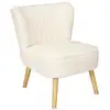 Image de Fauteuil en tissu bouclettes blanc pieds bois naturel