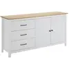 Image de Buffet bas 2 portes 3 tiroirs bois ciré et blanc
