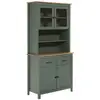 Image de Buffet haut 4 portes 2 tiroirs bois ciré et vert