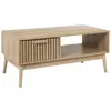 Image de Table basse 1 tiroir effet bois avec tasseaux