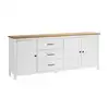 Image de Buffet bas 3 portes 3 tiroirs bois ciré et blanc