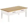 Image de Table basse rectangulaire 1 tiroir bois ciré et bbanc