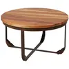 Image de Table basse ronde en bois massif et métal marron