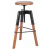 Image de Tabouret réglable en bois massif et métal noir