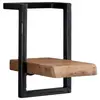 Image de Etagère murale bord naturel en acacia massif cadre acier vieilli l20cm