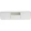 Image de Meuble tv 160 cm 3 portes 1 niche - décor blanc laqué