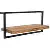 Image de Etagère murale bord naturel en acacia massif cadre acier vieilli l65cm