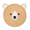 Image de Tapis enfant tissé main en jute naturel motif ours, blanc ø100cm