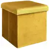 Image de Pouf coffre de rangement velours côtelé moutarde