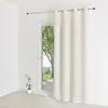 Image de Voilage uni rayures brodées polyester blanc 140x240 cm