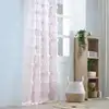 Image de Voilage pompons brodés polyester rose clair 140x260 cm
