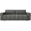 Image de Canapé convertible coffre noyer 4 places en tissu tramé gris