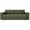 Image de Canapé convertible coffre noyer 4 places en tissu tramé vert olive