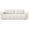 Image de Canapé convertible coffre noyer 4 places en tissu bouclette crème