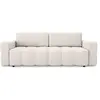 Image de Canapé convertible coffre noyer 4 places en tissu tramé crème