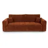 Image de Canapé convertible coffre 4 places tissu tramé toucher doux terracotta