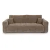 Image de Canapé convertible coffre 4 places tissu tramé toucher doux marron
