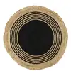 Image de Tapis rond en jute et coton imprimé noir d. 90 cm