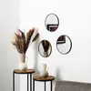 Image de Lot de 3 miroirs ronds imitation bois marron d. 26 cm