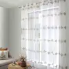 Image de Voilage brodé horizontal blanc et beige 140 x 240 cm