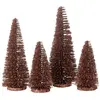 Image de Boite de 4 sapins de noël artificiel en plastique marron h.9 à15 cm