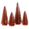 Image de Boite de 4 sapins de noël artificiel en plastique cuivre h.9 à 15 cm