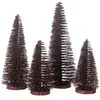 Image de Boite de 4 sapins de noël artificiel en plastique bordeaux h.9à15 cm