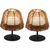 Image de Lot de 2 lampes de table sans fil polyrotin marron h16cm