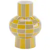 Image de Vase céramique motif damier jaune 20cmx15cm
