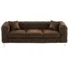 Image de Canapé fixe microfibre 3 places marron}