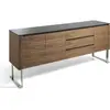 Image de Buffet en bois avec dessus en verre trempé et 3 tiroirs