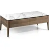 Image de Table basse rectangulaire en marbre et bois avec 2 tiroirs