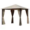 Image de Tonnelle à 4 rideaux polyester taupe 3x3m