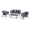 Image de Salon de jardin 4 places en corde tissée et aluminium
