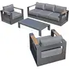 Image de Salon de jardin 5 places en aluminium et accoudoirs en hpl