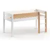 Image de Lit mi-hauteur 90x190 en Pin massif Blanc et Bois