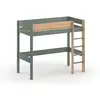 Image de Lit mezzanine 90x190 en Pin massif Kaki et Bois