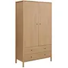 Image de Armoire 2 portes 2 tiroirs effet bois poignées noires